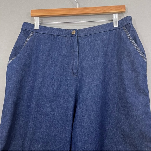 Susan Graver Style Indigo Blue Crop Wide Leg Pants - Picture 4 of 16